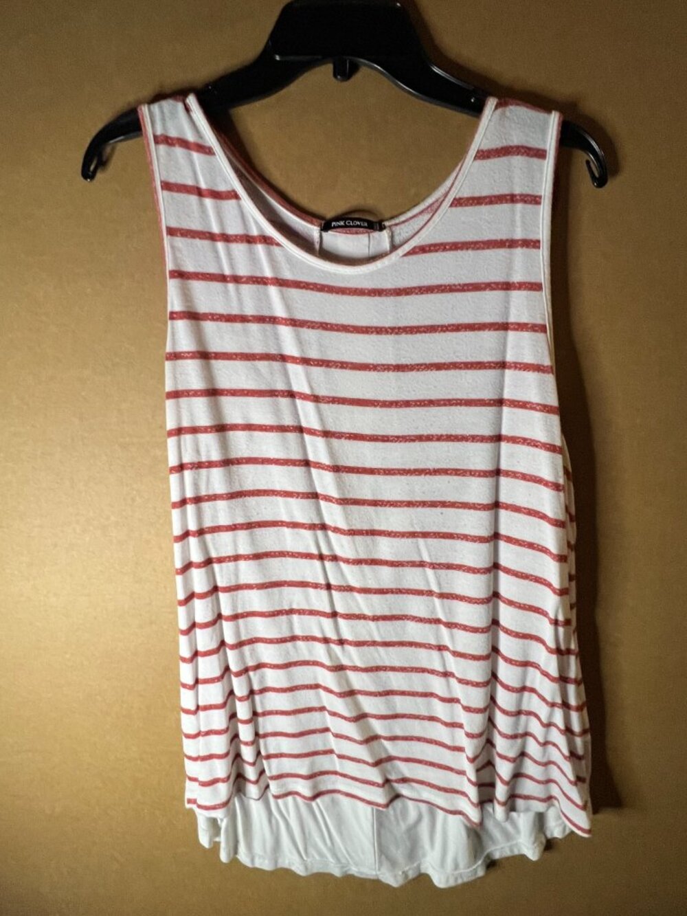 Pink Clover Red & White Striped Sleeveless Top Size XL Button Back Detail Comfy